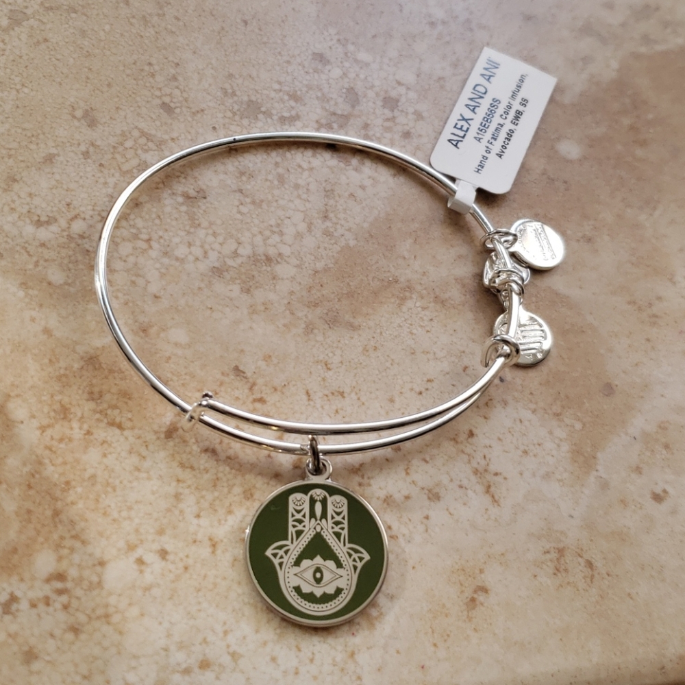 Alex and Ani hand of Fatima  silver bracelet